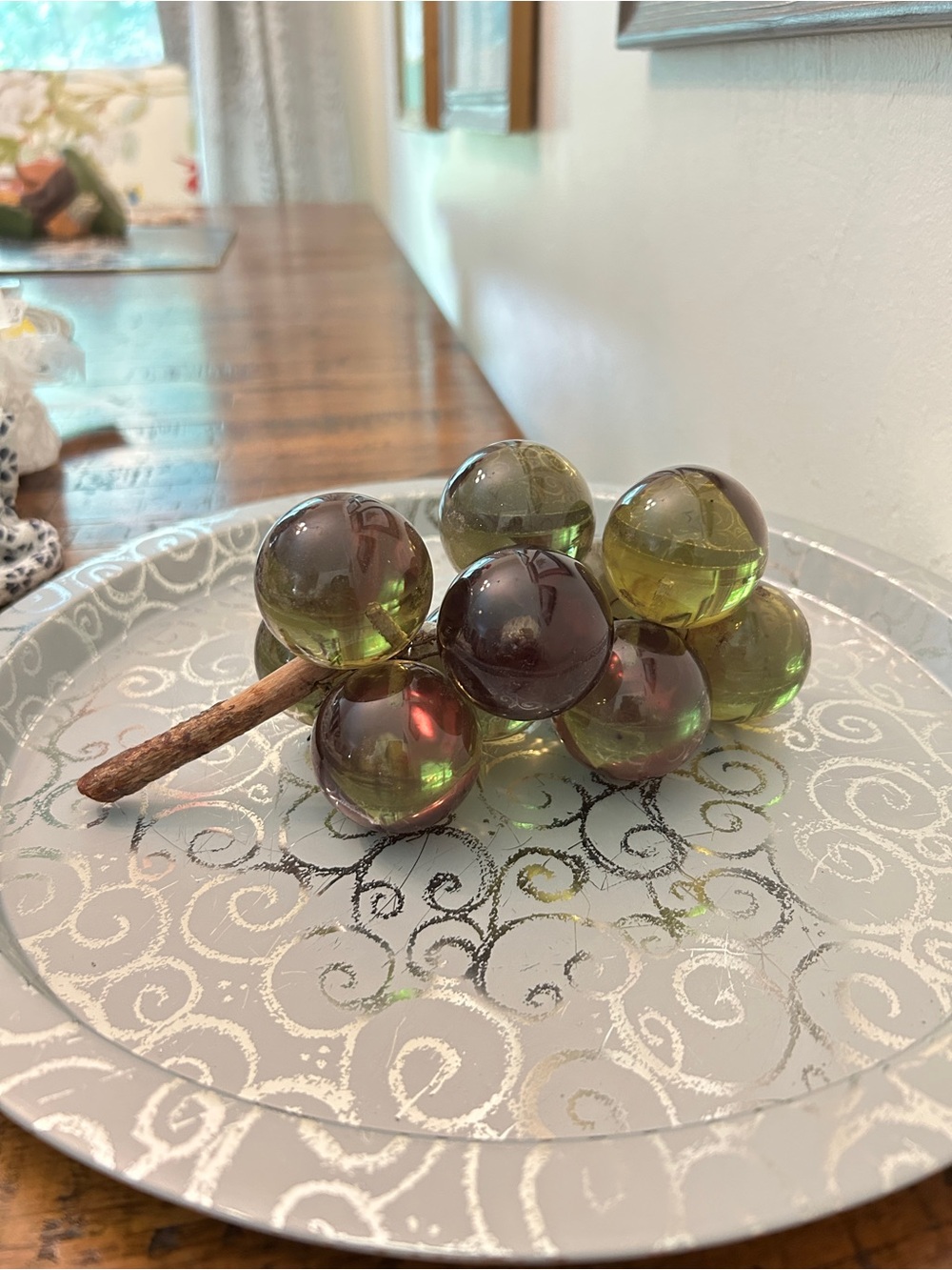 Acrylic Grape Cluster on a stem Decorative Accent - Green